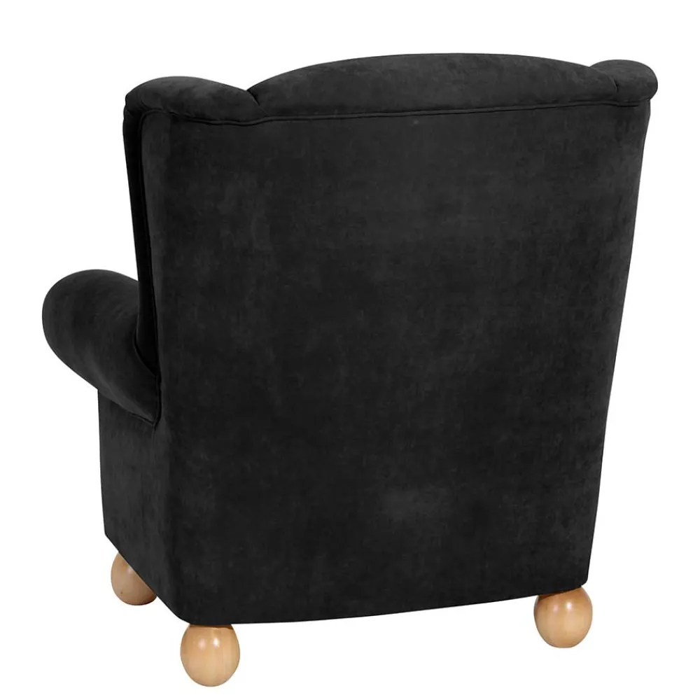 Wohnen Sessel<Schwarzer Velours Sessel mit Ohren - Bravassa