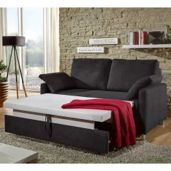 Wohnen Betten|Sofas<Schwarzes 2er Sofa mit Schlaffunktion - Laromain