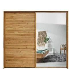 Wohnen Kleiderschränke<Schwebetürenschrank aus Wildeiche mit Spiegel - Divnoi