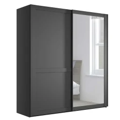 Wohnen Kleiderschränke<Schwebetürenschrank in Dunkelgrau foliert - Mataram