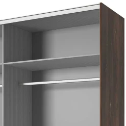Wohnen Kleiderschränke<Schwebetürenschrank in Eiche Dunkel & Schwarz - Prabhaa