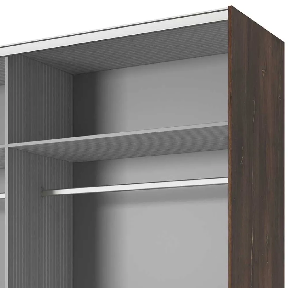 Wohnen Kleiderschränke<Schwebetürenschrank in Eiche Dunkel & Schwarz - Prabhaa