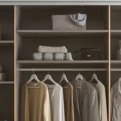 Wohnen Kleiderschränke|Schränke<Schwebetürenschrank in Grau und Wildeiche Hell - Simple