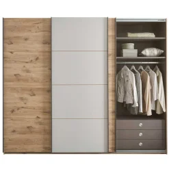 Wohnen Kleiderschränke|Schränke<Schwebetürenschrank in Grau und Wildeiche Hell - Simple