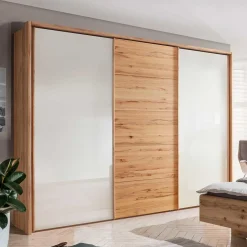 Wohnen Kleiderschränke|Schränke<Schwebetürenschrank in Kernbuche & Beige - Krofun