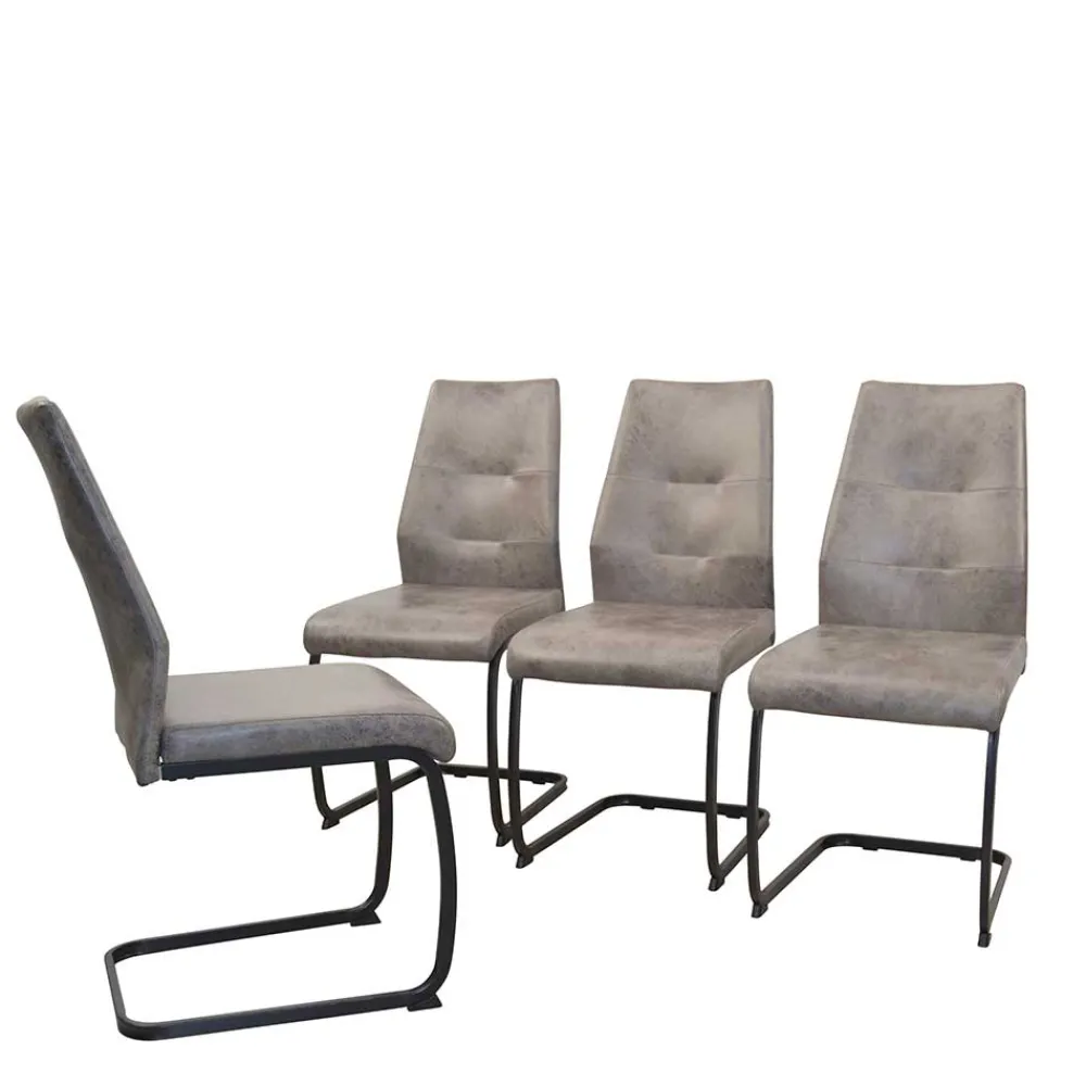 Wohnen Sessel|Stühle<Schwingstühle in Grau & Schwarz - Medeos (4er Set)