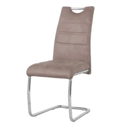 Wohnen Sessel<Schwingstuehle in Taupe und Chrom - Fyoras (4er Set)