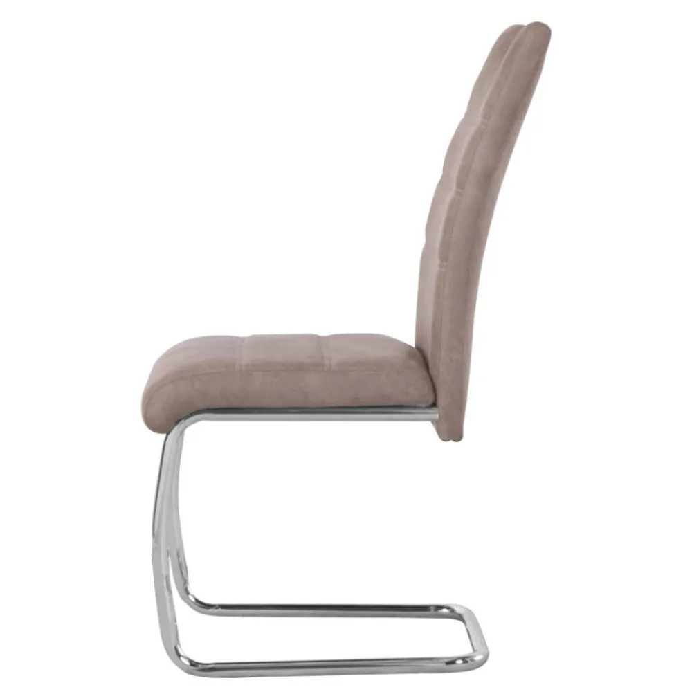 Wohnen Sessel<Schwingstuehle in Taupe und Chrom - Fyoras (4er Set)