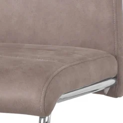 Wohnen Sessel<Schwingstuehle in Taupe und Chrom - Fyoras (4er Set)