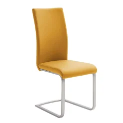 Wohnen Sessel|Stühle<Schwingstuhl in Curry Gelb Kunstleder Ericova mit Edelstahl Gestell (4er Set)