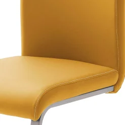Wohnen Sessel|Stühle<Schwingstuhl in Curry Gelb Kunstleder Ericova mit Edelstahl Gestell (4er Set)
