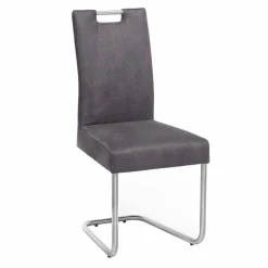 Wohnen Sessel|Stühle<Schwingstuhl Zanima mit Microfaser in Anthrazit (2er Set)