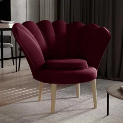 Wohnen Sessel<Sessel im Muscheldesign in Bordeaux Rot - Catuella