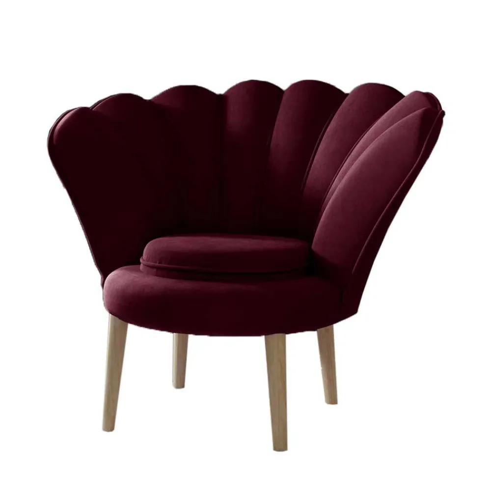 Wohnen Sessel<Sessel im Muscheldesign in Bordeaux Rot - Catuella