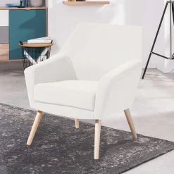 Wohnen Sessel<Sessel in Creme Velours-Stoff - Emia