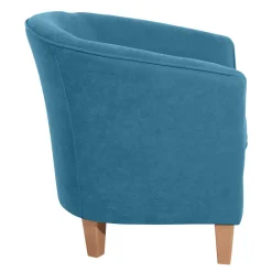 Wohnen Sessel<Sessel in Petrol Blau und Buche Natur - Kusmana