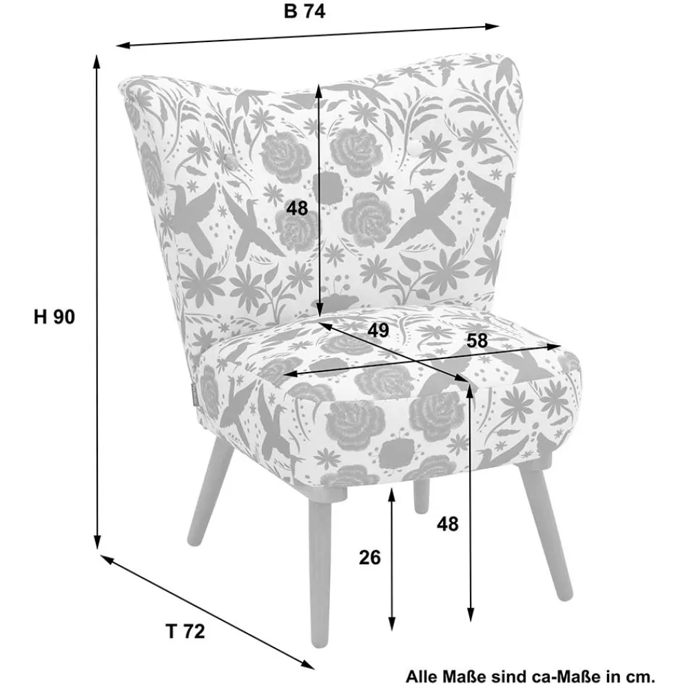 Wohnen Sessel<Sessel in Weiß Blau mit Blumen und Vögeln - Intiatos