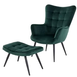 Wohnen Sessel<Sessel mit Fußhocker aus Samt - Andra (zweiteilig)