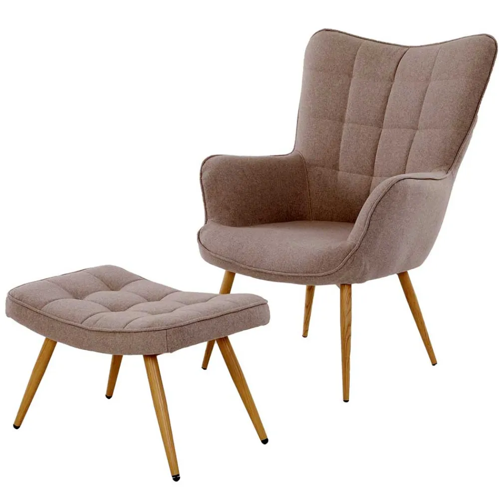 Wohnen Sessel<Sessel mit Fußhocker in Beige - Trees (zweiteilig)