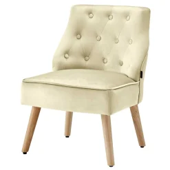 Wohnen Sessel<Sessel mit Knopfheftung in Creme Samt - Artling (2er Set)