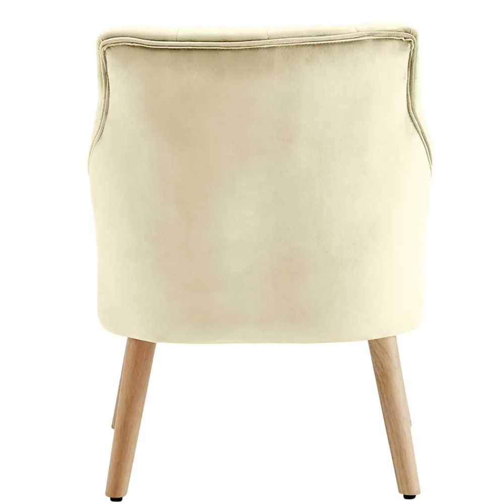 Wohnen Sessel<Sessel mit Knopfheftung in Creme Samt - Artling (2er Set)