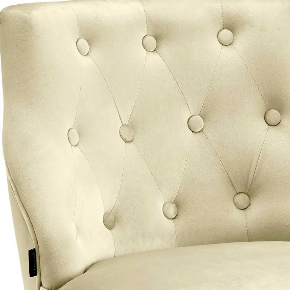 Wohnen Sessel<Sessel mit Knopfheftung in Creme Samt - Artling (2er Set)