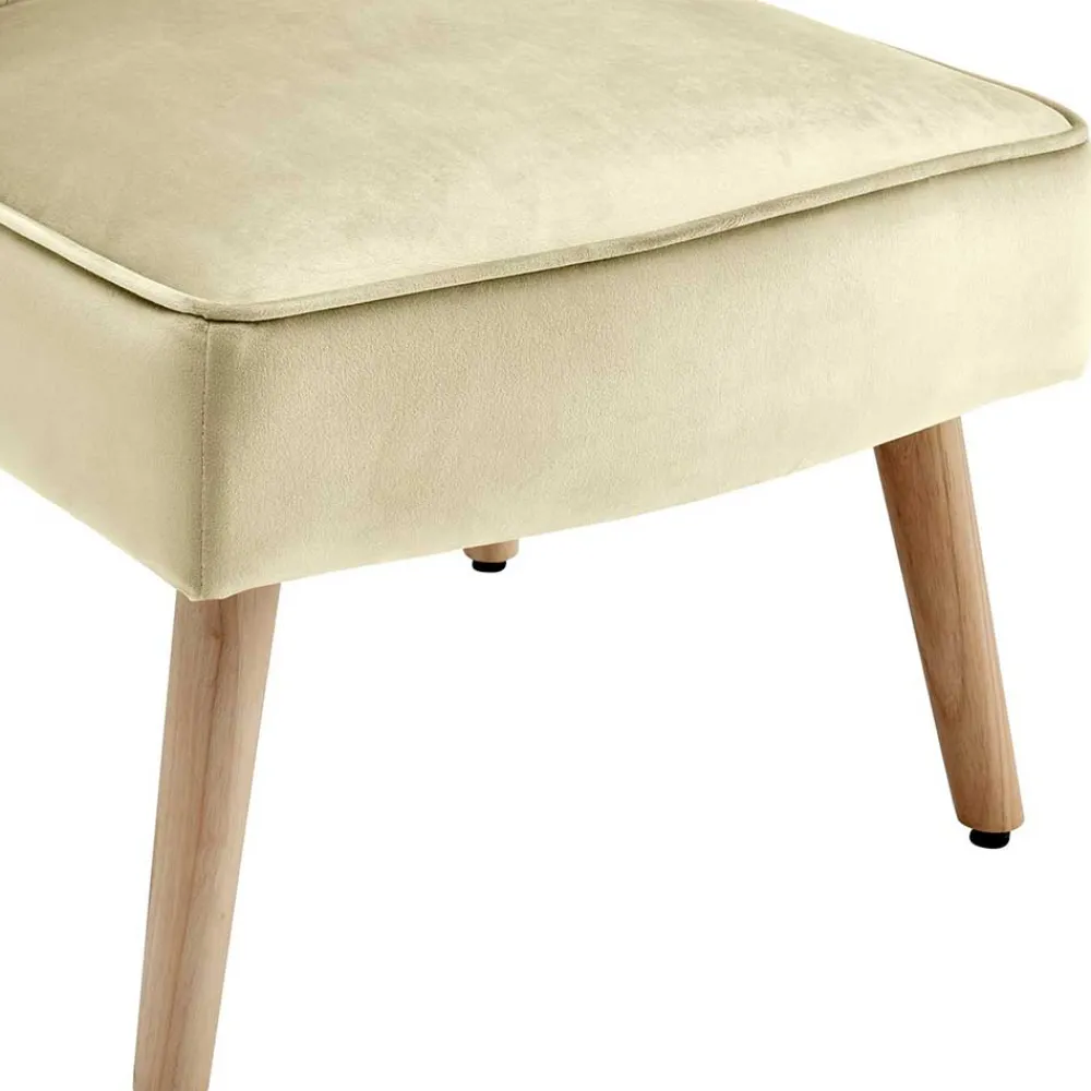Wohnen Sessel<Sessel mit Knopfheftung in Creme Samt - Artling (2er Set)