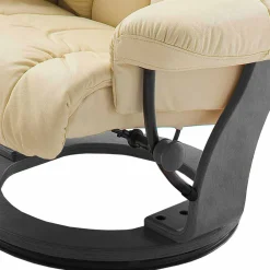 Wohnen Sessel<Sessel mit Relaxfunktion Leder in Creme Jet inkl. Fußhocker (zweiteilig)