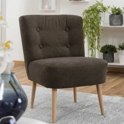Wohnen Sessel<Sessel mit vier Knopfheftungen in Dunkelbraun - Sebastiano