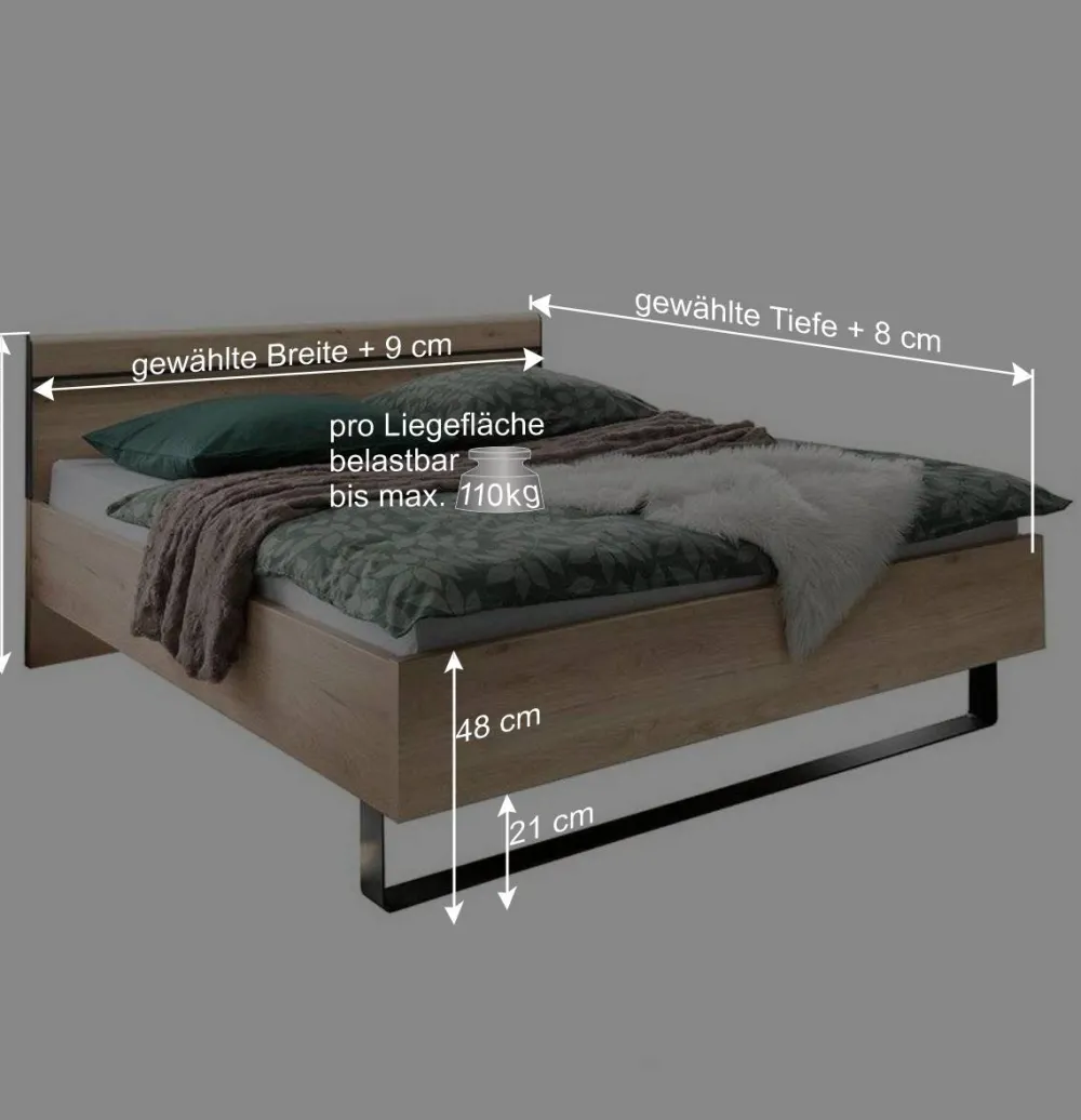 Wohnen Betten<Set Bettanlage mit LED Beleuchtung - Licruva (dreiteilig)