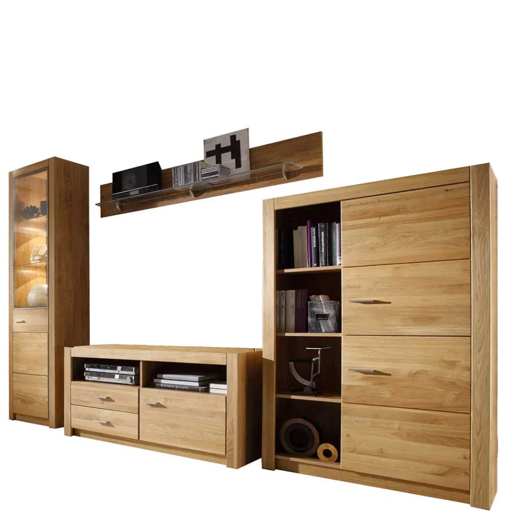 Wohnen Wohnwände<Set Design Wohnwand aus Asteiche - Landuva (vierteilig)