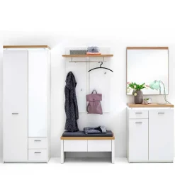 Wohnen Garderoben<Set Dielen Möbel Kombi mit LED - Nusenia (fünfteilig)