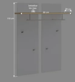 Wohnen Garderoben<Set Dielen Möbel Kombi mit LED - Nusenia (fünfteilig)
