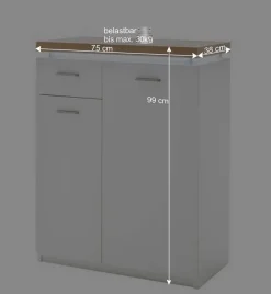 Wohnen Garderoben<Set Dielen Möbel Kombi mit LED - Nusenia (fünfteilig)