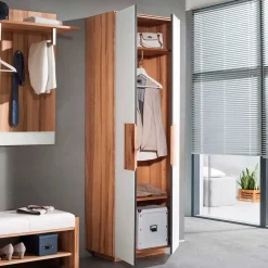 Wohnen Garderoben<Set Flurmöbel in Weiß Kernbuche - Mandrey (fünfteilig)