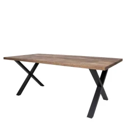Wohnen Sitzgruppe<Set Loft X-Fuß Tisch & Tischsessel - Ghaz (siebenteilig)