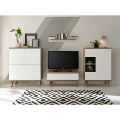 Wohnen Wohnwände<Set Skandi Möbel fürs Wohnzimmer - Cablos (vierteilig)