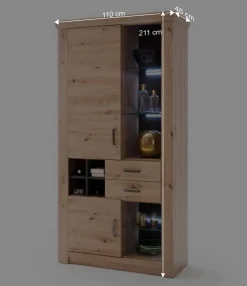 Wohnen Wohnwände<Set Wohnmöbel in Dekor Eiche - Wykina (vierteilig)