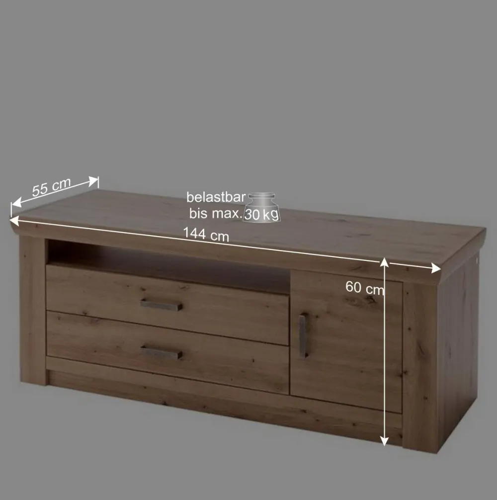 Wohnen Wohnwände<Set Wohnmöbel in Dekor Eiche - Wykina (vierteilig)