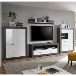 Wohnen Wohnwände<Set Wohnzimmer Anbauwand zweifarbig - Istensa (vierteilig)