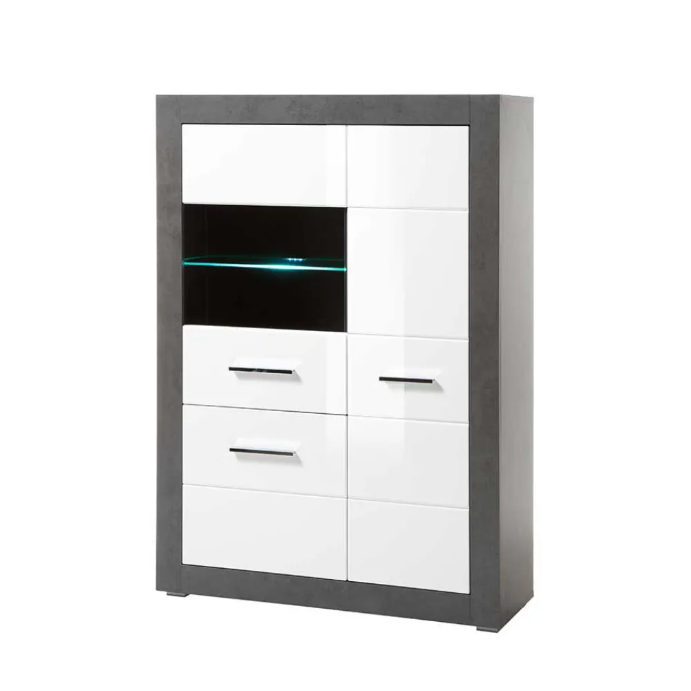 Wohnen Wohnwände<Set Wohnzimmer Anbauwand zweifarbig - Istensa (vierteilig)