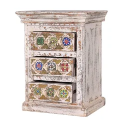 Wohnen Kommoden<Shabby Chic Nachtkommode in Antikweiß - Mirell