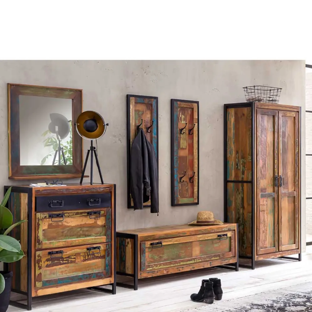 Wohnen Garderoben<Shabby Garderobenmöbel aus Massivholz - Ensley (sechsteilig)