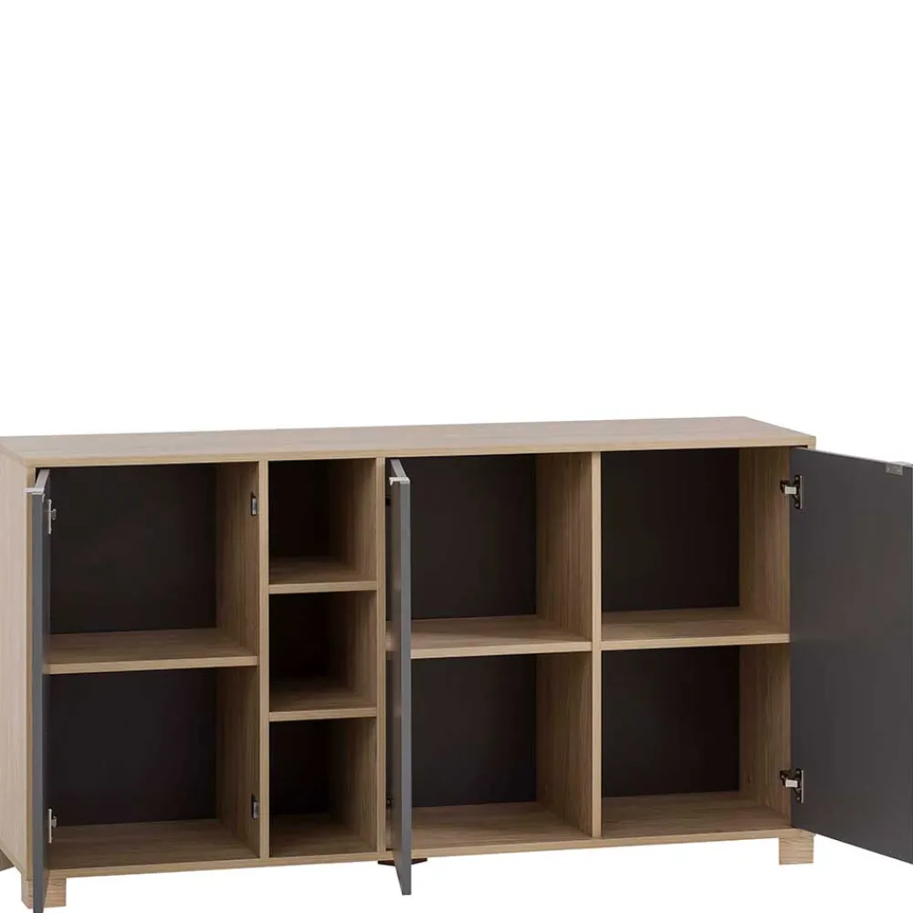 Wohnen Sideboards<Sideboard in Eiche Hell NB & Dunkelgrau - Dranico