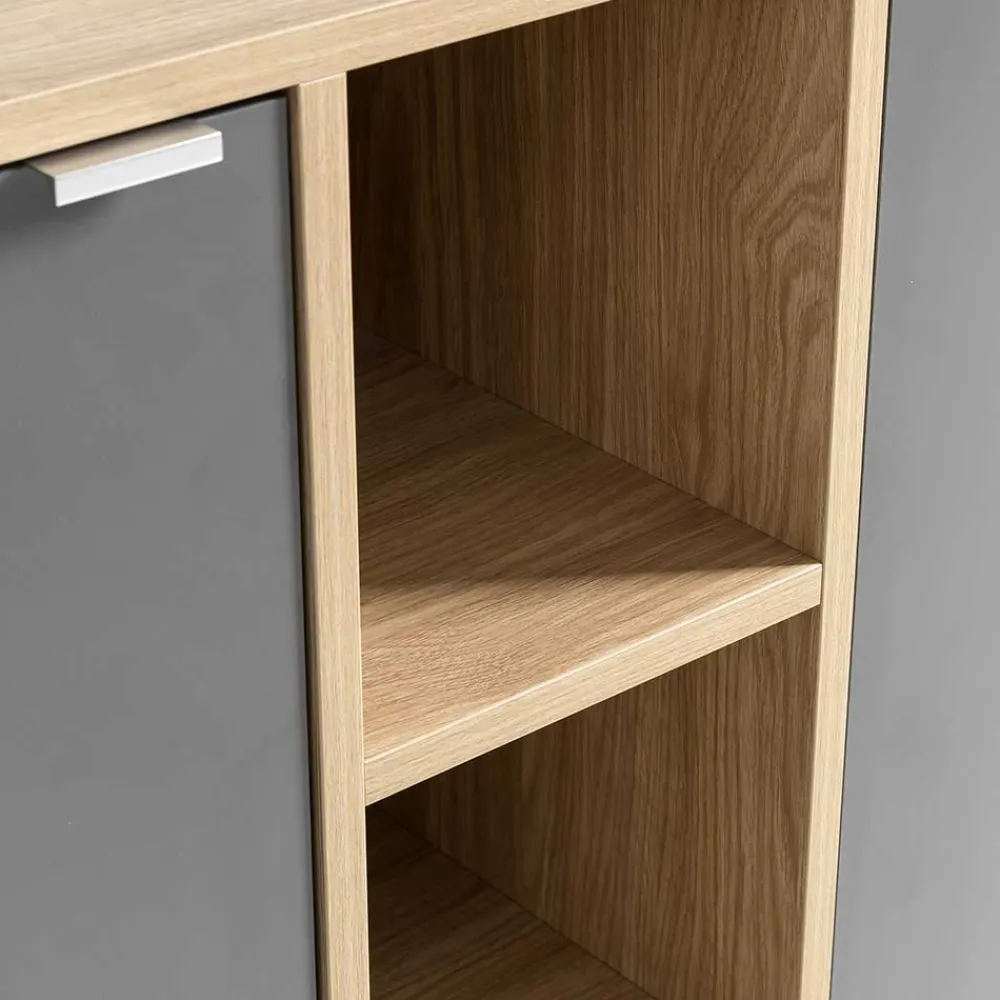 Wohnen Sideboards<Sideboard in Eiche Hell NB & Dunkelgrau - Dranico