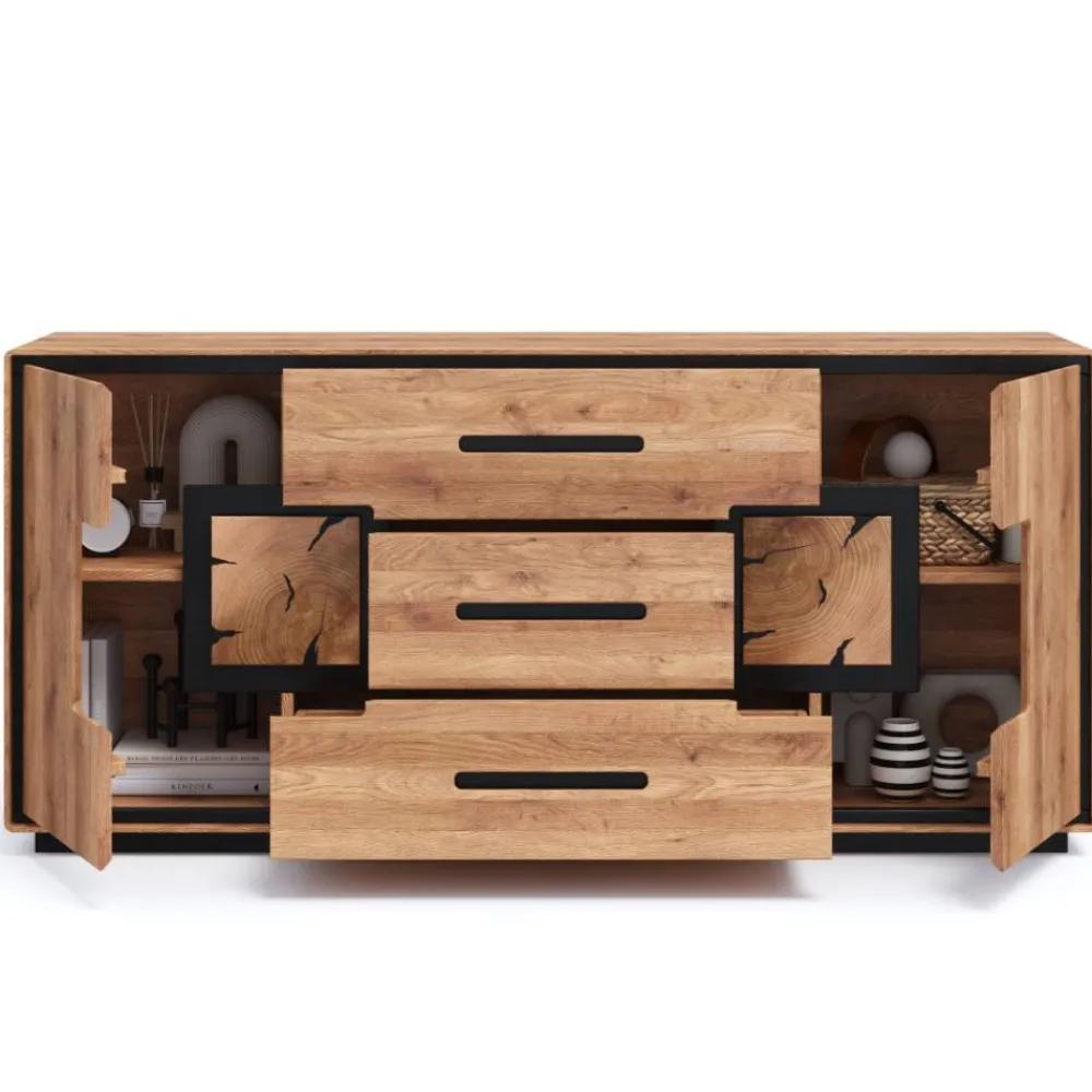 Wohnen Sideboards<Sideboard in Wildeiche mit Schwarz - Shipper