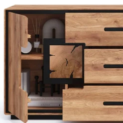 Wohnen Sideboards<Sideboard in Wildeiche mit Schwarz - Shipper