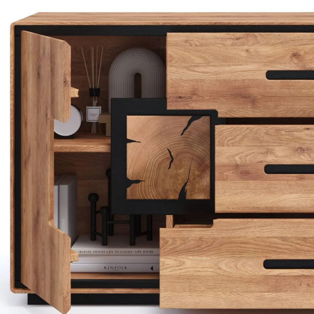 Wohnen Sideboards<Sideboard in Wildeiche mit Schwarz - Shipper