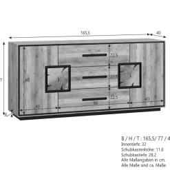 Wohnen Sideboards<Sideboard in Wildeiche mit Schwarz - Shipper