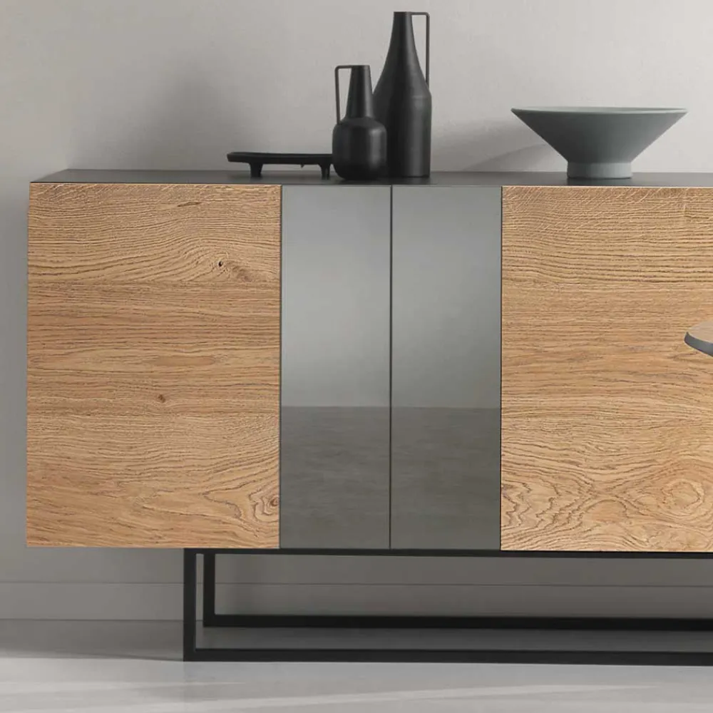 Wohnen Sideboards<Sideboard mit Spiegeleinsätzen in Rauchgrau - Sisabel